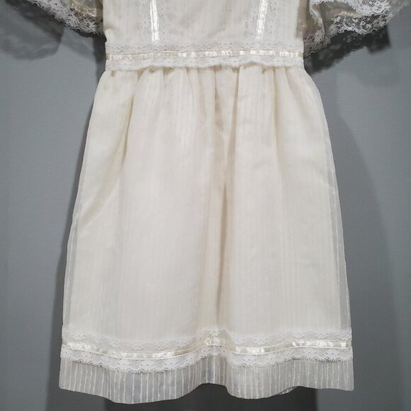 Vintage Sears Girls Dress Layered Lace Flower Girl First Communion Ivory Sz 7 - Picture 4 of 16